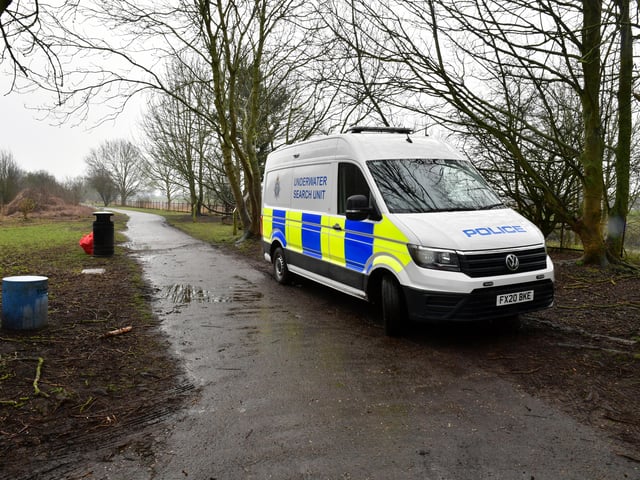 The police underwater search team's van at Witham Way Country Park in Boston. EMN-220203-142745001