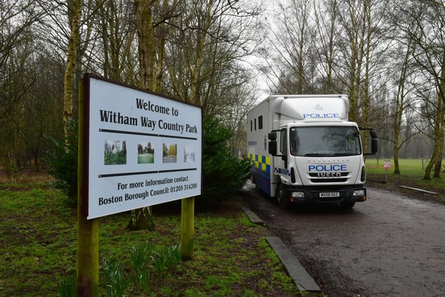 There has been a heavy police presence at Witham Way Country Park in Boston since human remains were found on February 19.