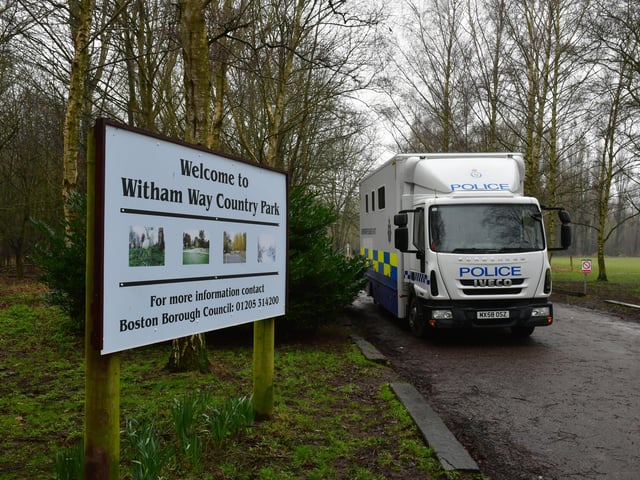 There has been a heavy police presence at Witham Way Country Park in Boston since human remains were found on February 19.