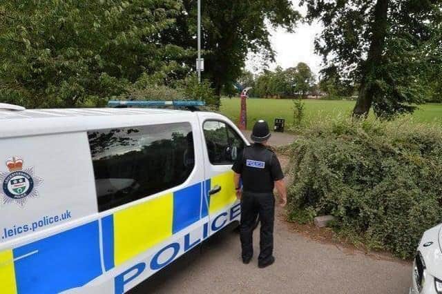 Police patrolling Little Bowden Recreation Ground