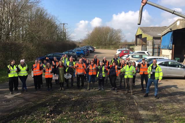 Almost three dozen public-spirited volunteers have picked up nearly 100 bags of rubbish dumped along the A6 Market Harborough bypass.