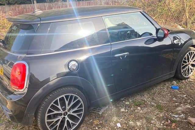 The black Mini vehicle, which it is believed was stolen, has been located in the Lutterworth area this morning (Thursday).