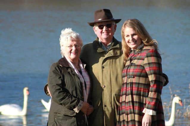 Owners Jasper and Mary Hart with their daughter Claire Hart and the site.