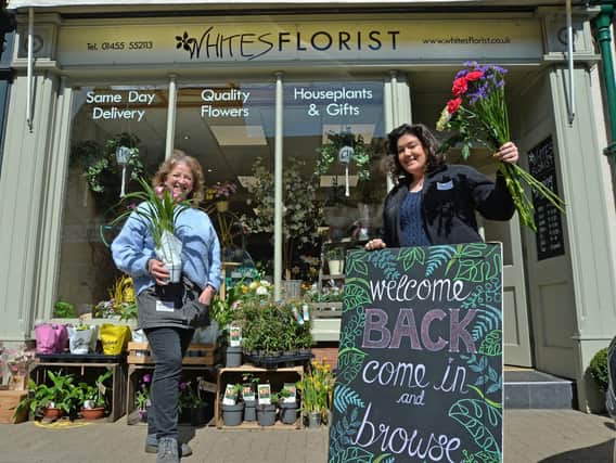 Sally Gee and Emma Swain owner at Whites Florist.
PICTURE: ANDREW CARPENTER