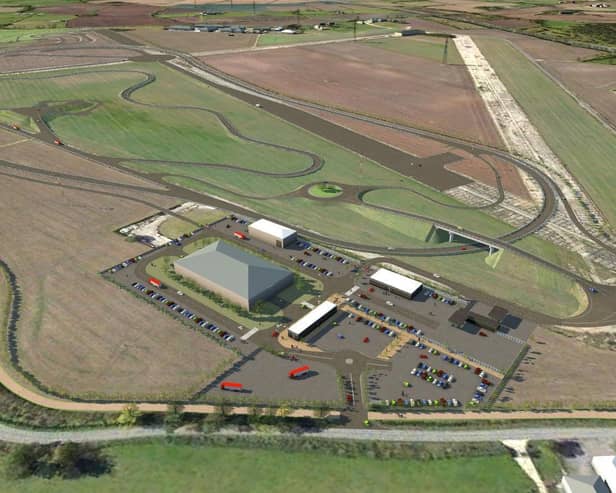 Planning and development experts at Andrew Granger & Co have pulled out all the stops as Oakley Airfield is transformed into a state-of-the-art testing facility for automated car technology. Here is an artist's impression of the site.