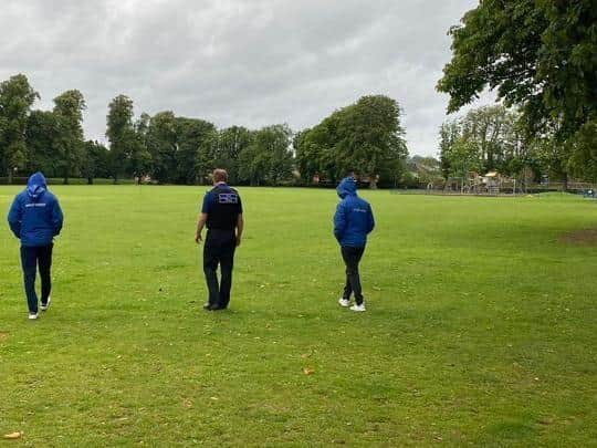 Police patrol Little Bowden Recreation Ground.