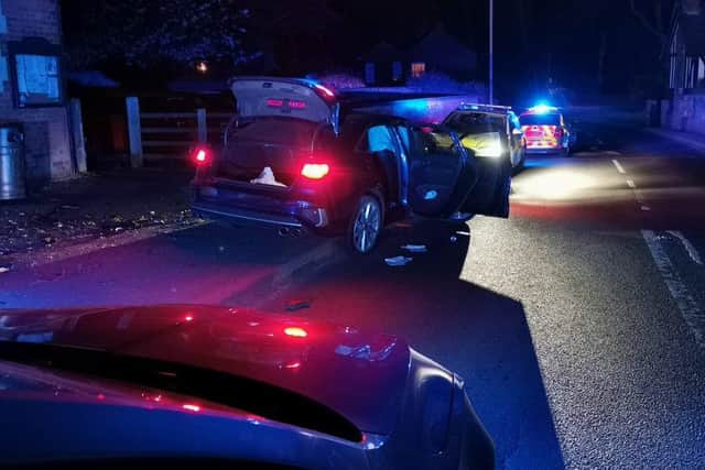 A dramatic 165mph late-night police chase on the M1 – involving armed officers and the regional police helicopter – ended with a car crashing in a Harborough village.