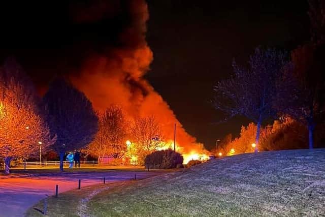 Photos of the fire by Leicestershire Fire and Rescue Service Lutterworth Station