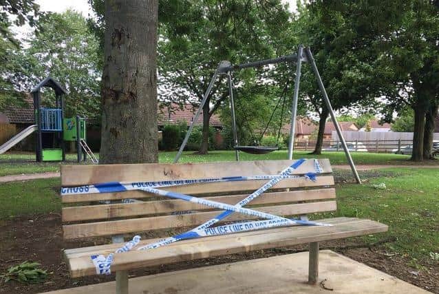 The scene of the attack in Edward Road play park in Fleckney on August 20