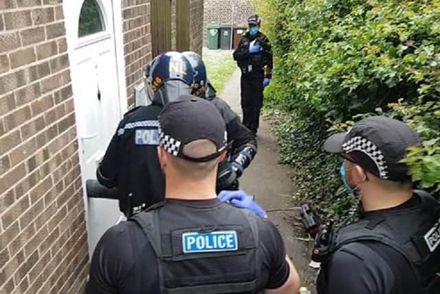 Police raided two houses in Harborough district villages as officers targeted County Lines drugs gangs across Leicestershire.