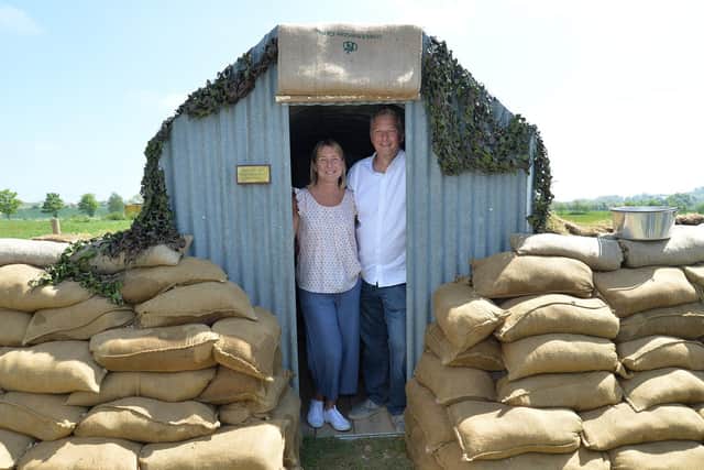 Marie and Mick Crook inside the refurbished Anderson shelter.
PICTURE: ANDREW CARPENTER