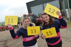Minnie Burgess-Lumsden and Megan Rogers before the start of the Northants YFC 2021 charity tractor run.
PICTURE: ANDREW CARPENTER