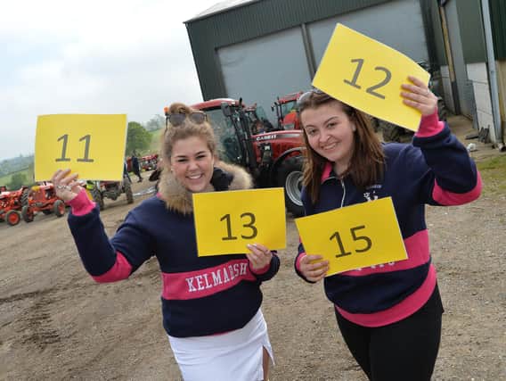 Minnie Burgess-Lumsden and Megan Rogers before the start of the Northants YFC 2021 charity tractor run.
PICTURE: ANDREW CARPENTER