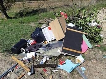 The rubbish was dumped in Gallowfield Road, near Gartree Prison, to the north of Market Harborough.