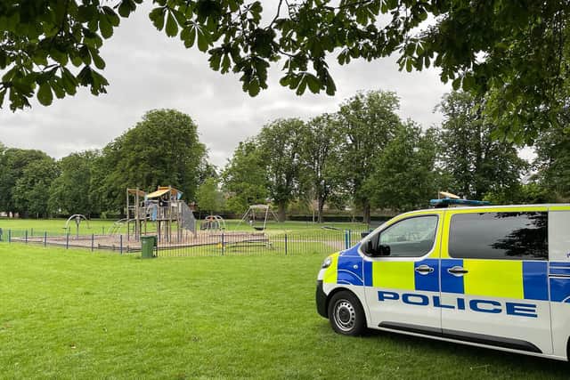 Police at Little Bowden Recreation Ground.