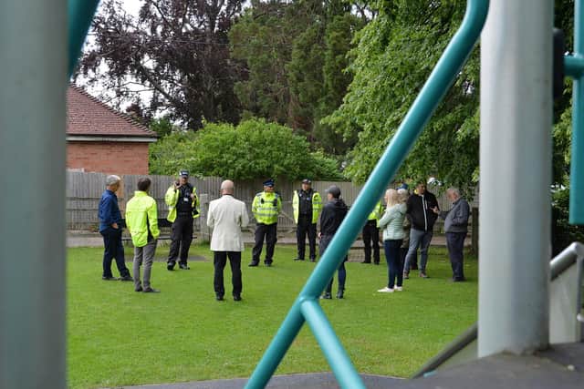 Police met residents at Smeeton Road park during Friday evening.
PICTURE: ANDREW CARPENTER