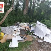 This rubbish was piled up in a tranquil countryside lane on Station Road, Newton Harcourt, and includes building waste, cardboard boxes, broken old chairs and large plastic containers.