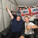 Fans celebrate England's 4-0 victory at the Royalist pub on Western Avenue in Market Harborough.