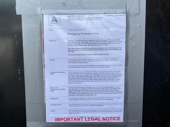 The two “dangerous” flats on St Mary’s Road were shut down by Harborough council on Friday (July 2).