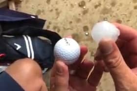 Hail stones the size of golf balls rained down on Kibworth. This photo was taken at Kibworth Golf Club.
