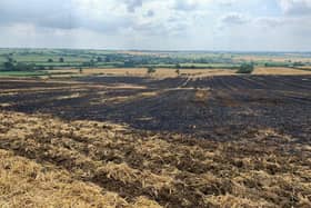 At least 16 firefighters fought the flames which spread across over seven acres of stubble by Desborough Road between Desborough and Braybrooke.