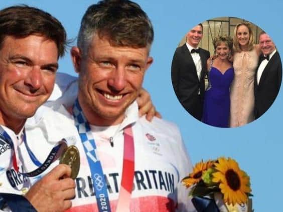 Dylan (left) won Olympic gold this morning. Inset, Dylan's family