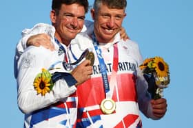 Market Harborough's Dylan Fletcher (left) and Stuart Bithell pose with their gold medals. Picture by Clive Mason/Getty Images