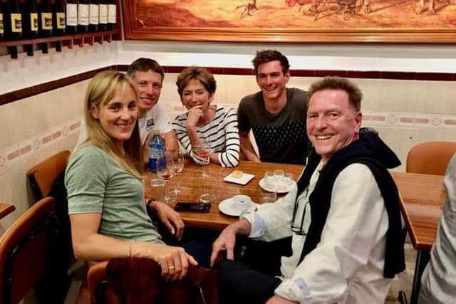 Dylan with his mum and dad, Jane and Graham, and his fiance Charlotte Dobson.