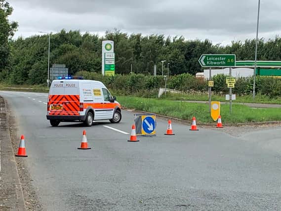 Police at the crash scene (photo by Leicestershire Police)