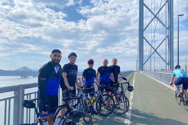 The cyclists during their challenge.