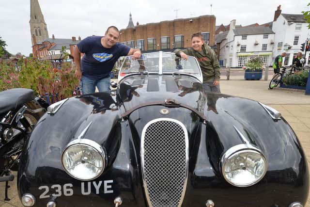 Jim Bott and son Ethan aged 12 with their 1952 XK120 Jaquar.
PICTURE: ANDREW CARPENTER