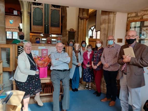 David and his wife Barbara celebrate with church goers at St Dionysius Church in Market Harborough.