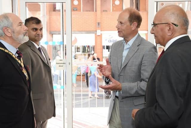HRH Earl of Wessex with Riaz Ravat, deputy Lord Lieutenant, Dan Harrison, Chairman of the county council and Lord-Lieutenant Mike Kapur.