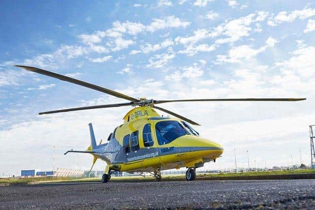 A male casualty was flown to hospital by air ambulance last night (Monday) after two cars collided in Market Harborough sparking a full-scale 999 operation.