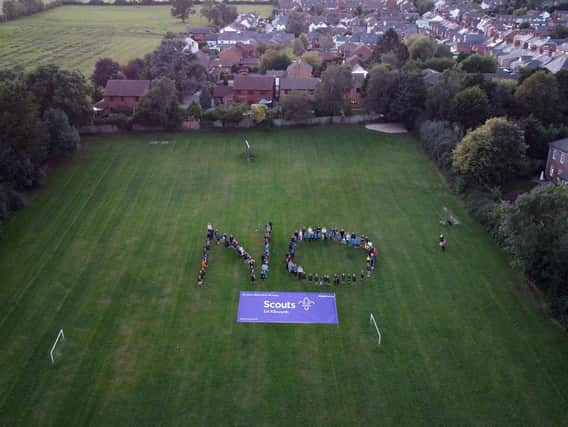 Kibworth Scout Group protest on the Smeeton Road recreation field
PICTURE: ANDREW CARPENTER