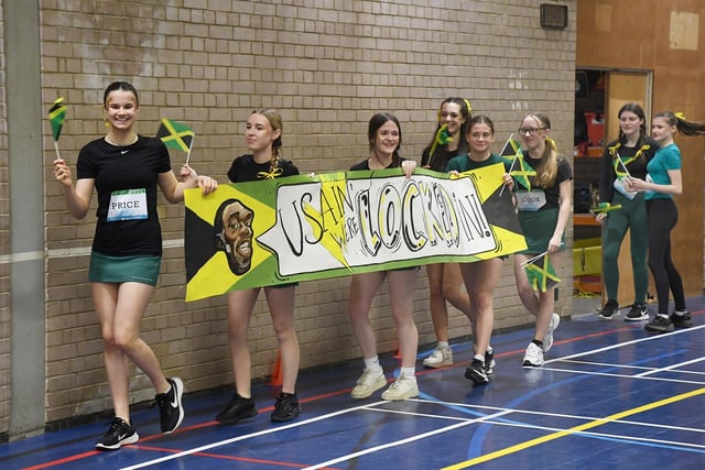 Teams parade before the start of the Robert Smyth Academy annual 24 hour sponsored sports event.