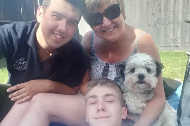 Jacky, Jamie and Danny Watson with Pippin.