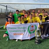 Harborough Town clinched the treble as they won the UCL Premier Division Champions Cup last weekend. Picture courtesy of Harborough Town FC