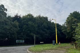 One of the new average speed cameras in place on the A426 between junction one of the M6 and the A5.