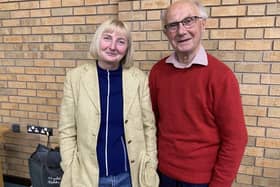 Professor Elizabeth Hurren and David Holmes, Chairman of the Market Harborough Historical Society