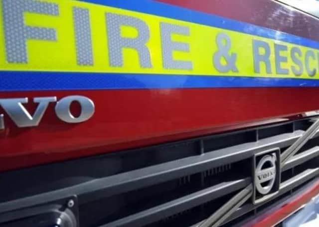 Firefighters raced to tackle a blazing car in a Harborough district village last night (Monday).