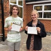 Freddie and Kiera at Welland Park Academy on GCSE results day.