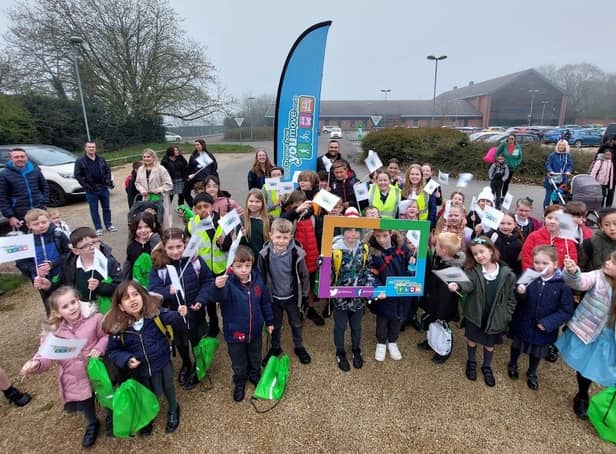 Schoolchildren launch the campaign at Lutterworth Sports Centre