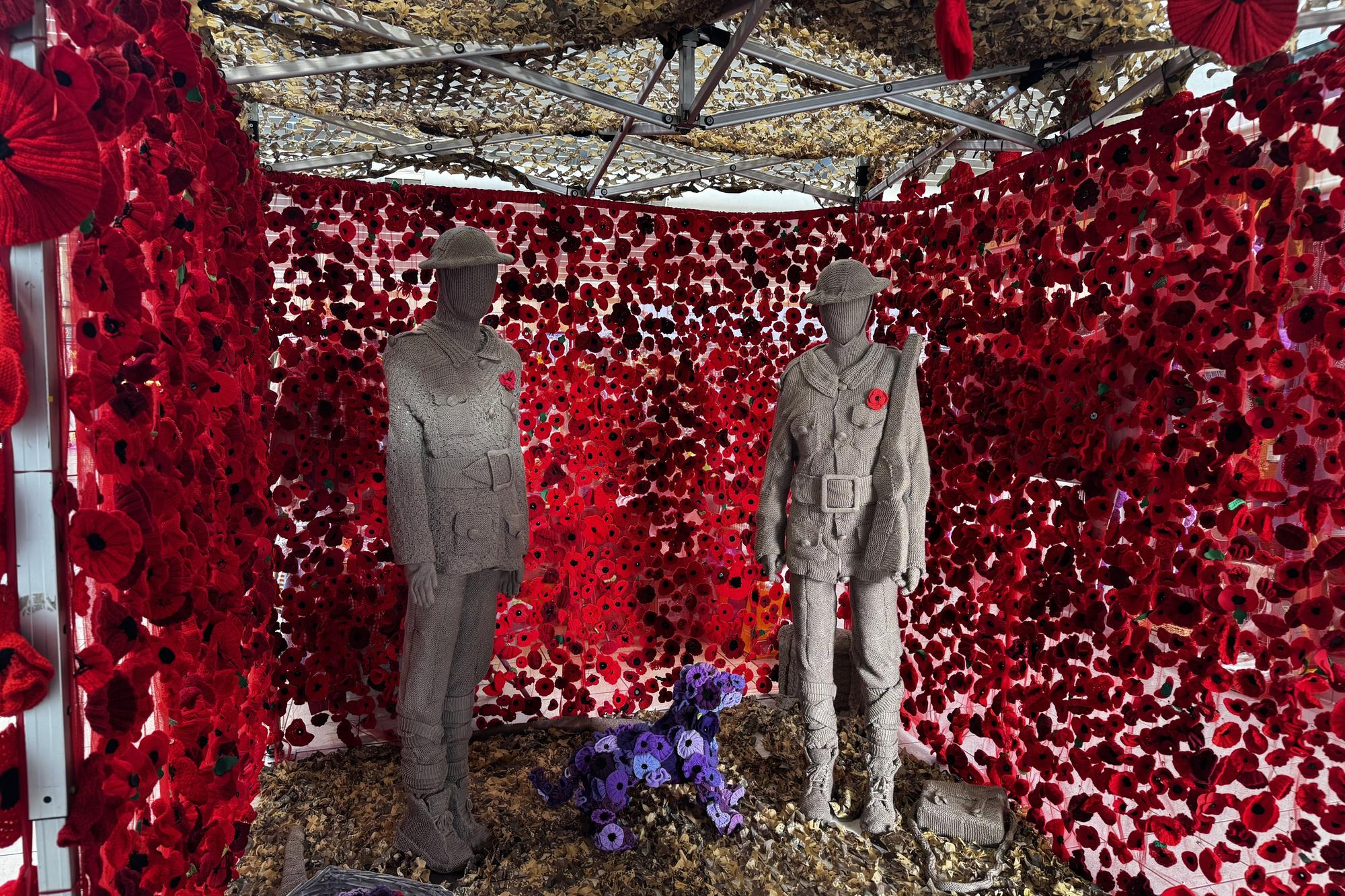 More than 4,800 knitted poppies used in Remembrance display inside Harborough Market