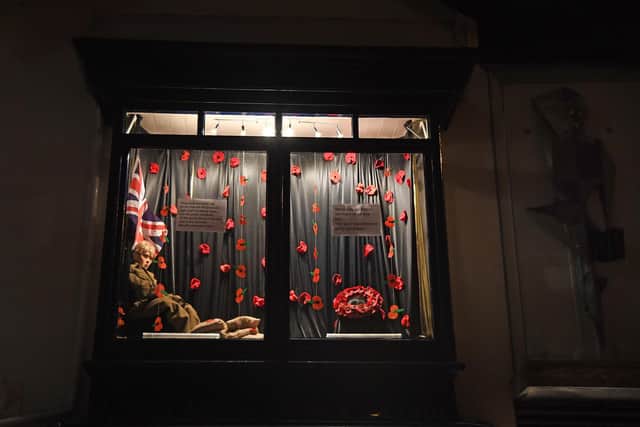Harborough Theatre window poppy display.PICTURE: ANDREW CARPENTER