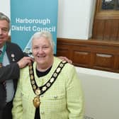 Outgoing chairman Cllr Neil Bannister welcomes the new chairman Cllr Barbara Johnson. Picture - Andrew Carpenter