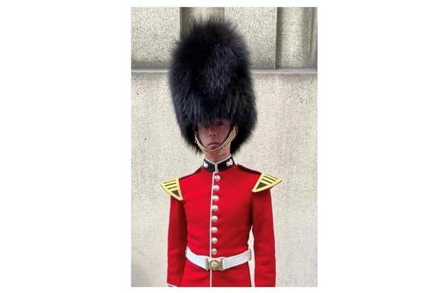 Joshua Gilding took part in the historic ceremony at London’s Horse Guards Parade after becoming one of the select few to join the Army’s world-famous Grenadier Guards Band.