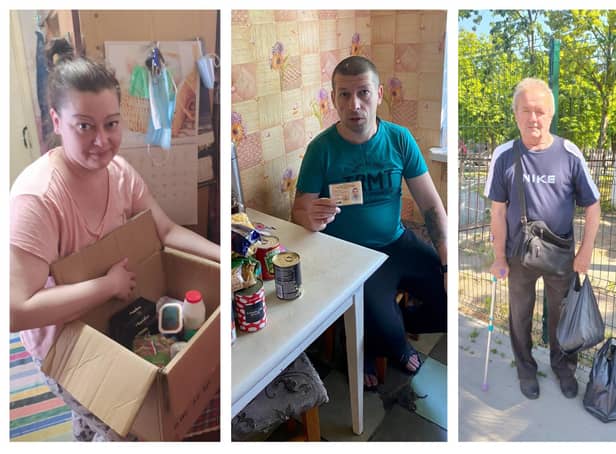Some of the Ukrainian people with Oleksii's aid