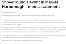 Harborough District Council has released a statement after event organisers publicly declared the event.
