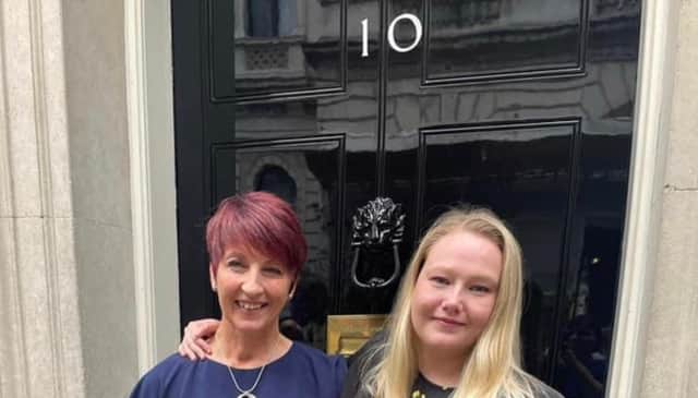 Anna Kennedy and Olivia Slatter outside Downing Street